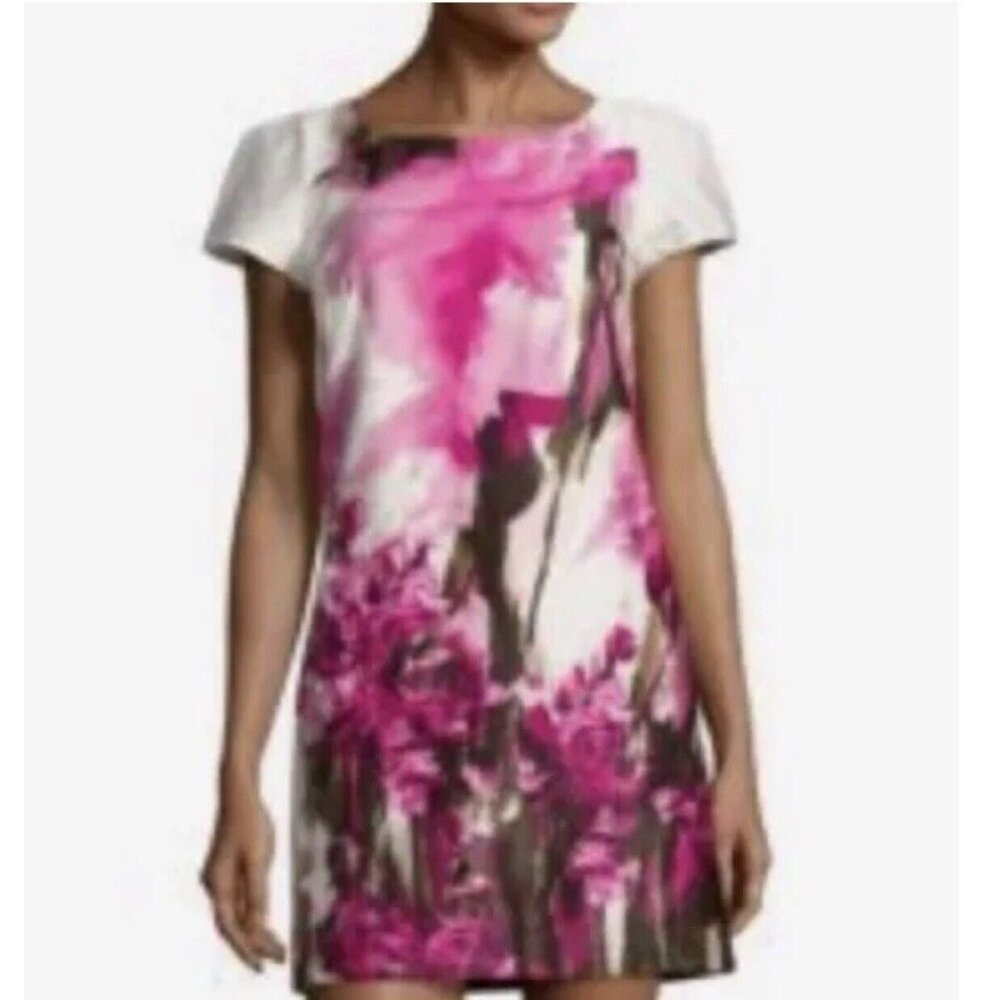 Milly Mini Shift Dress Floral Watercolor Painted Women’s Size 6